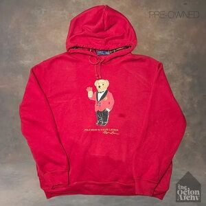 Size XL Polo Bear x Ralph Lauren Lunar New Year Fleece Hoodie ‘Red’ Pre-Owned